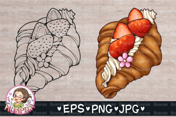 Strawberry Croissant Clipart: A Sweet Embroidery Design for Real Projects