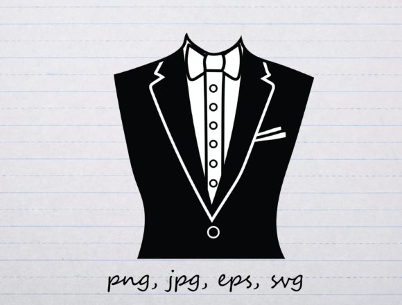 Tuxedo Silhouette Clipart for Embroidery Projects